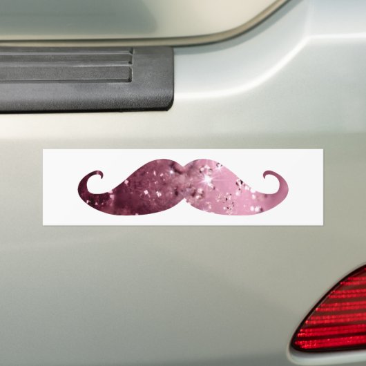 Funny Pink Bling Mustache Bumpersticker (Op auto)