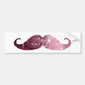 Funny Pink Bling Mustache Bumpersticker (Voorkant)