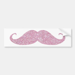 Funny Pink Bling Mustache Bumpersticker