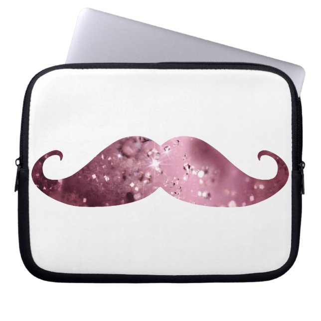 Funny Pink Bling Mustache Laptop Sleeve (Voorkant)