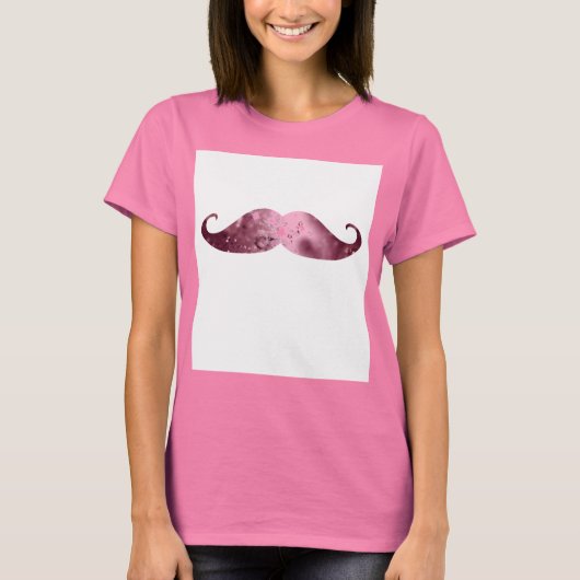 Funny Pink Bling Mustache T-shirt (Voorkant)
