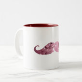 Funny Pink Bling Mustache Tweekleurige Koffiemok (Voorkant links)