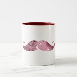 Funny Pink Bling Mustache Tweekleurige Koffiemok