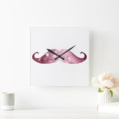 Funny Pink Bling Mustache Vierkante Klok (Huis)