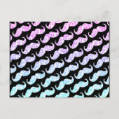 Funny Pink Blue Floral Damask Mustache Pattern Briefkaart (Voorkant)