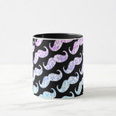 Funny Pink Blue Floral Damask Mustache Pattern Mok (Midden)