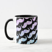 Funny Pink Blue Floral Damask Mustache Pattern Mok (Links)