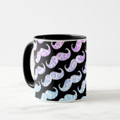 Funny Pink Blue Floral Damask Mustache Pattern Mok (Voorkant links)