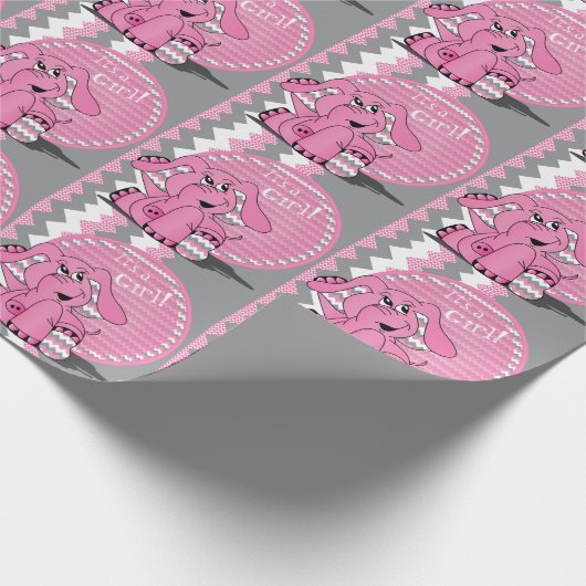 Funny Pink Chevron Elephant Cadeaupapier (Hoek)