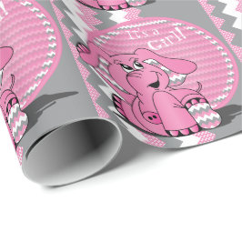 Funny Pink Chevron Elephant Cadeaupapier