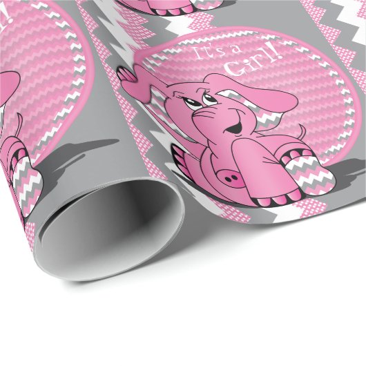 Funny Pink Chevron Elephant Cadeaupapier (Rol Hoek)