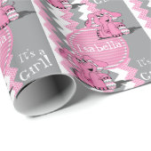Funny Pink Chevron Elephant - Personaliseren Cadeaupapier (Rol Hoek)
