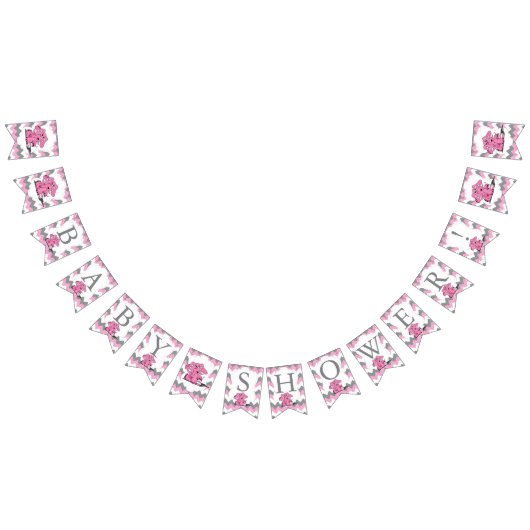 Funny Pink Chevron Gekke Cute Baby Elephant Vlaggetjes (Alle)