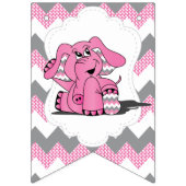 Funny Pink Chevron Gekke Cute Baby Elephant Vlaggetjes (Tweede vlag)