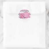 Funny Pink Chevron Gekke Elephant Ronde Sticker (Tas)