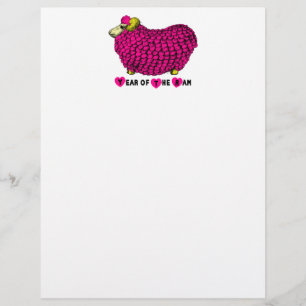 Funny Pink Chinees Jaar Zodiac Letterhead