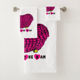 Funny Pink Chinees jaar Zodiac Towel Set Bad Handdoek