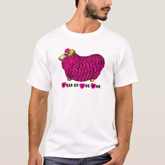 Funny Pink Chinees nieuwjaar Zodiac M White T T-shirt (Voorkant)