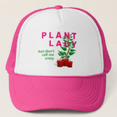 Funny Pink CRAZY PLANT LADY Trucker Pet (Voorkant)