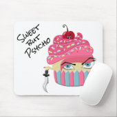 Funny Pink Cupcake Sweet, Psycho Halloween Muismat (Met muis)