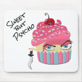 Funny Pink Cupcake Sweet, Psycho Halloween Muismat (Voorkant)