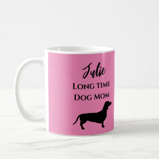 Funny Pink Dachshund Dog Mam Coffee Mok (Links)