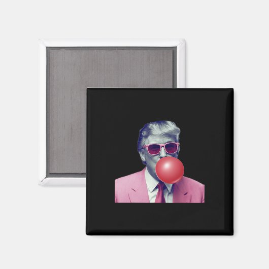 Funny Pink Donald Trump Bubble Gum Yum T-shirt Magneet (Voorkant / Achterkant)