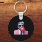 Funny Pink Donald Trump Bubble Gum Yum T-shirt Sleutelhanger (Voorkant)