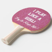 Funny Pink en Black Play als een Girl Paddle Tafeltennisbatje (Voorkant Gekanteld)