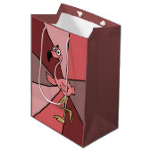 Funny Pink Flamingo Abstracte Gift Bag Medium Cadeauzakje (Voorkant Gekanteld)
