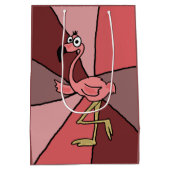 Funny Pink Flamingo Abstracte Gift Bag Medium Cadeauzakje (Achterkant)