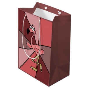 Funny Pink Flamingo Abstracte Gift Bag Medium Cadeauzakje