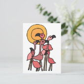 Funny Pink Flamingo Art Briefkaart (Staand voorkant)