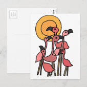 Funny Pink Flamingo Art Briefkaart (Voorkant / Achterkant)