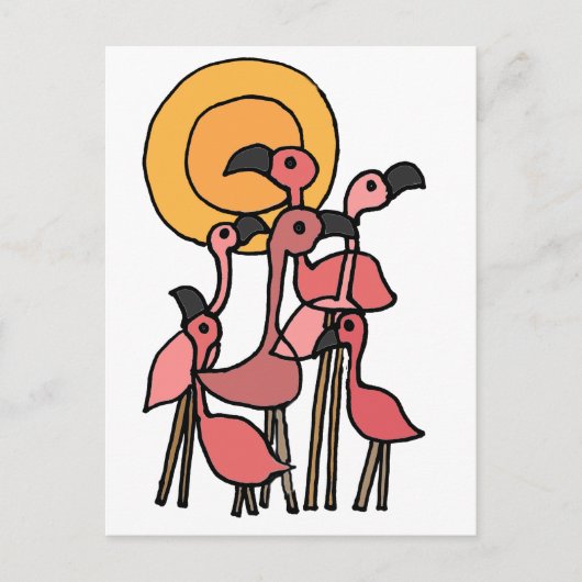 Funny Pink Flamingo Art Briefkaart (Voorkant)