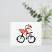 Funny Pink Flamingo Bird op Bicycle Briefkaart (Staand voorkant)