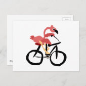 Funny Pink Flamingo Bird op Bicycle Briefkaart (Voorkant / Achterkant)