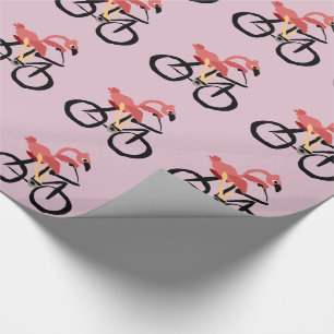 Funny Pink Flamingo Bird op Bicycle Cadeaupapier