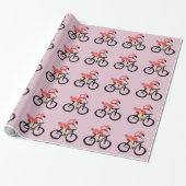 Funny Pink Flamingo Bird op Bicycle Cadeaupapier (Uitgerold)
