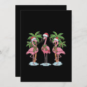  Funny Pink Flamingo "Dreaming of a Pink Christmas Bedankkaart (Voorkant / Achterkant)