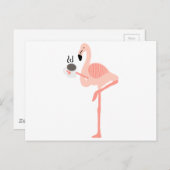 Funny Pink Flamingo Drink koffie Briefkaart (Voorkant / Achterkant)