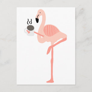 Funny Pink Flamingo Drink koffie Briefkaart