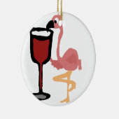 Funny Pink Flamingo Drink rode wijn Keramisch Ornament (Rechts)