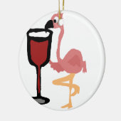 Funny Pink Flamingo Drink rode wijn Keramisch Ornament (Links)