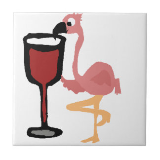 Funny Pink Flamingo Drink rode wijn Tegeltje