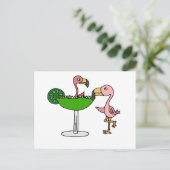 Funny Pink Flamingo en Margarita Briefkaart (Staand voorkant)