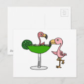 Funny Pink Flamingo en Margarita Briefkaart (Voorkant / Achterkant)