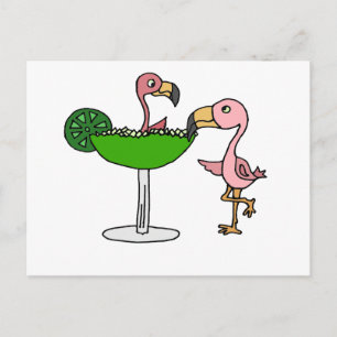 Funny Pink Flamingo en Margarita Briefkaart