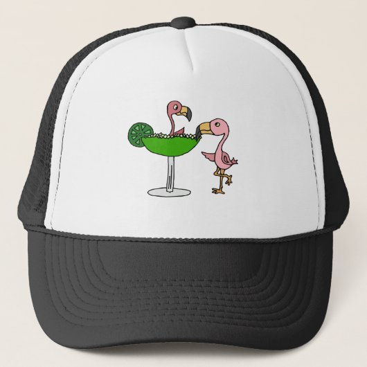 Funny Pink Flamingo en Margarita Trucker Pet (Voorkant)