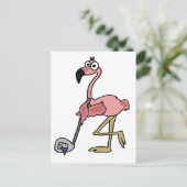 Funny Pink Flamingo Golfing Art Briefkaart (Staand voorkant)